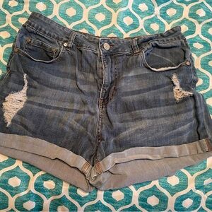 Indigo Rein Distressed Blue Jean Shorts